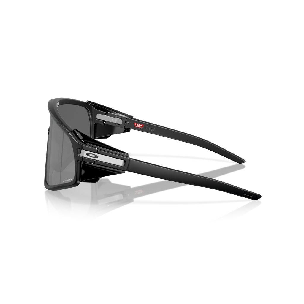 Oakley Latch Panel matte black sunglasses with Prizm Black shield lens