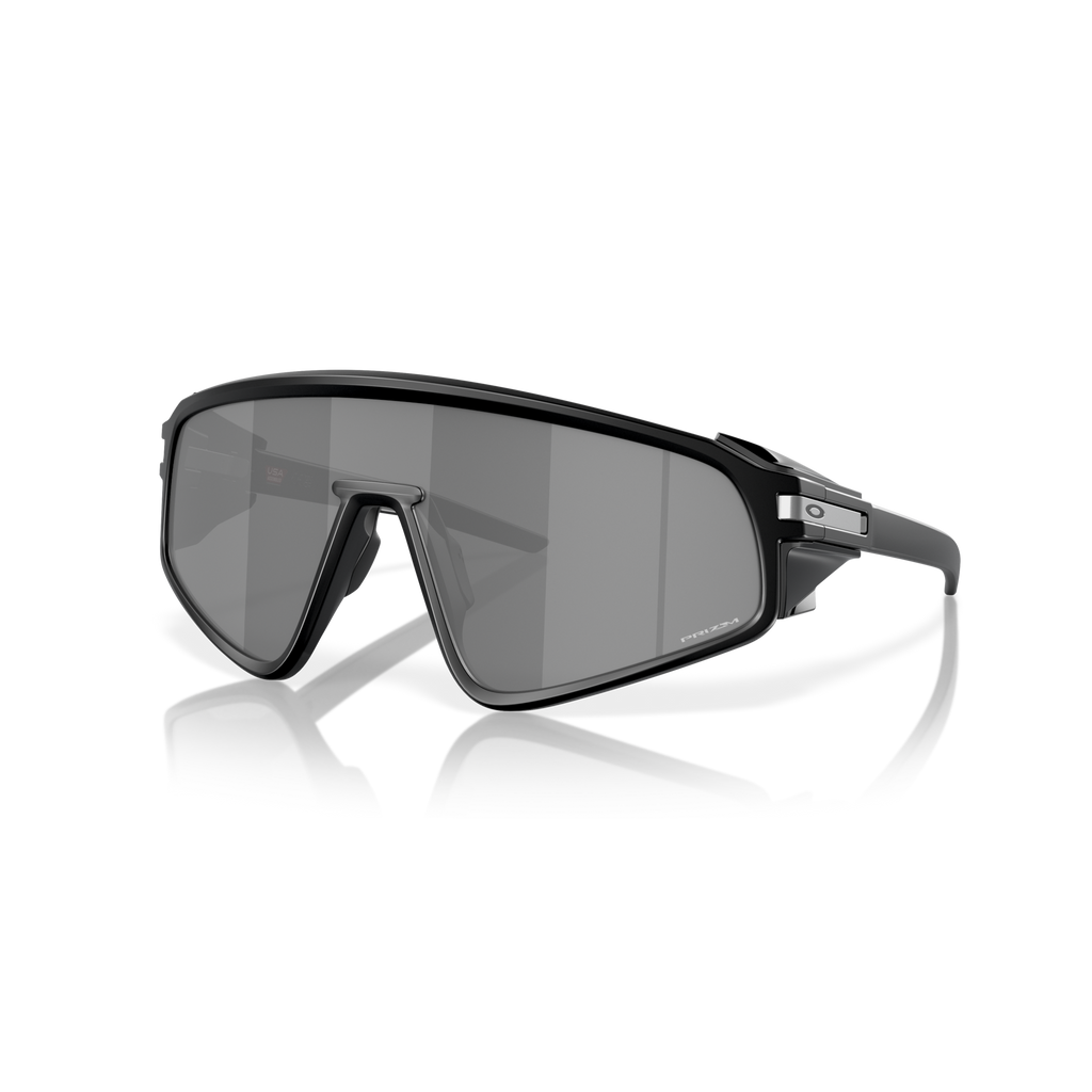 Oakley Latch Panel matte black sunglasses with Prizm Black shield lens