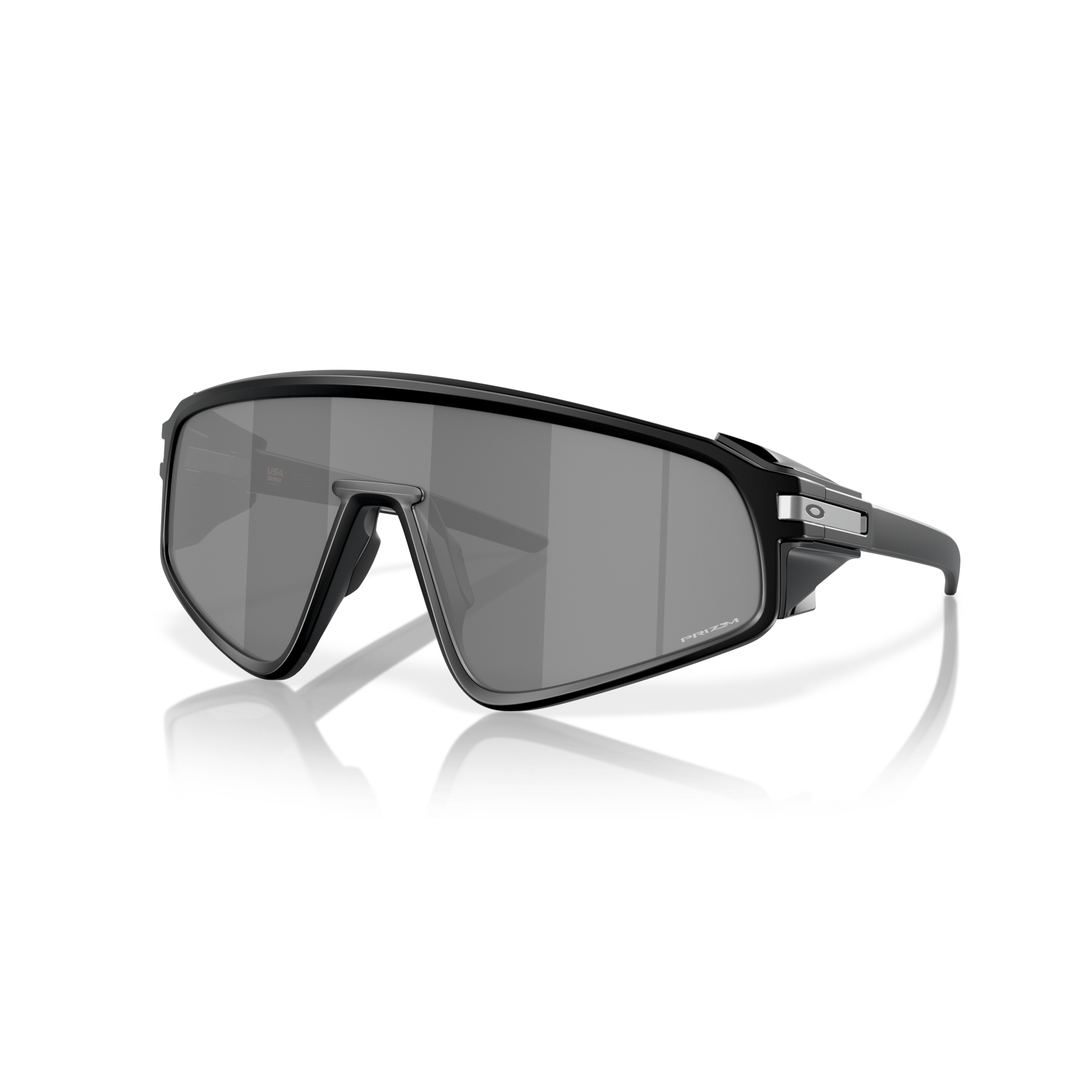 Oakley Latch Panel matte black sunglasses with Prizm Black shield lens