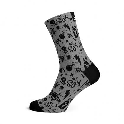 SOX Doodle Grey Casual Crew Socks – Playful Everyday Crew | Breathable Comfort & Stylish Design