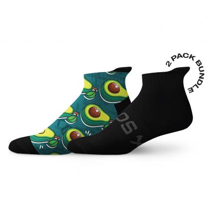 SOX Avocado Tab Combo Socks – 2pcs Pack | Everyday Crew | Breathable Comfort & Playful Design