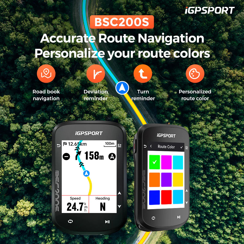 iGPSPORT BSC200S GPS Bike Computer | Color Navigation Cycling Computer | ANT+ & Bluetooth | Cycling Gears Hub
