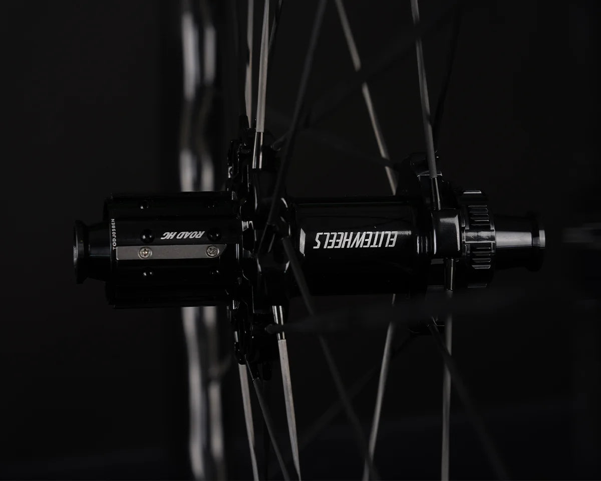 Elite Wheels Drive Helix 57D CS Carbon Disc Wheelset Shimano Hub| Carbon Spoke Aero Road Wheels | Cycling Gears Hub