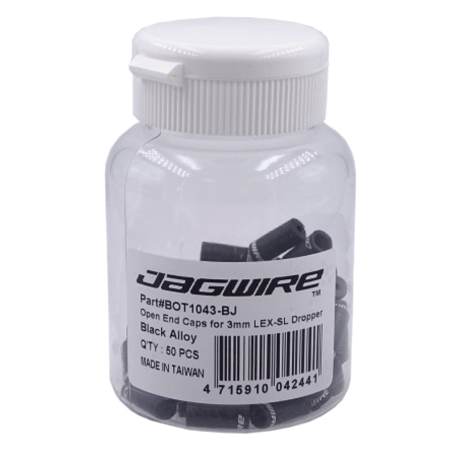 Jagwire Open End Caps – 3mm  LEX-SL Dropper Housing | Alloy | Black | 50 Pieces | Cycling Gears Hub
