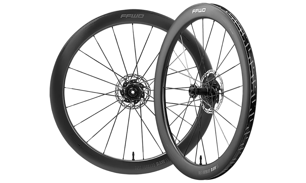 FFWD Raw 55 Carbon Tubeless Ready Disc Brake Wheelset (Creamic speed hub)- Shimano Color -Glossy Black| Cycling Gears Hub