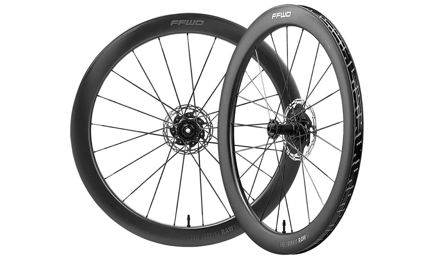 FFWD Raw 55 Carbon Tubeless Ready Disc Brake Wheelset (Creamic speed hub)- Shimano Color -Glossy Black| Cycling Gears Hub