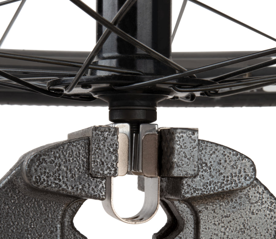 Park Tool AV-1 Axle Vise - Bicycle Hub Axle Holder with 9mm and 10mm Openings for Quick-Release Hubs