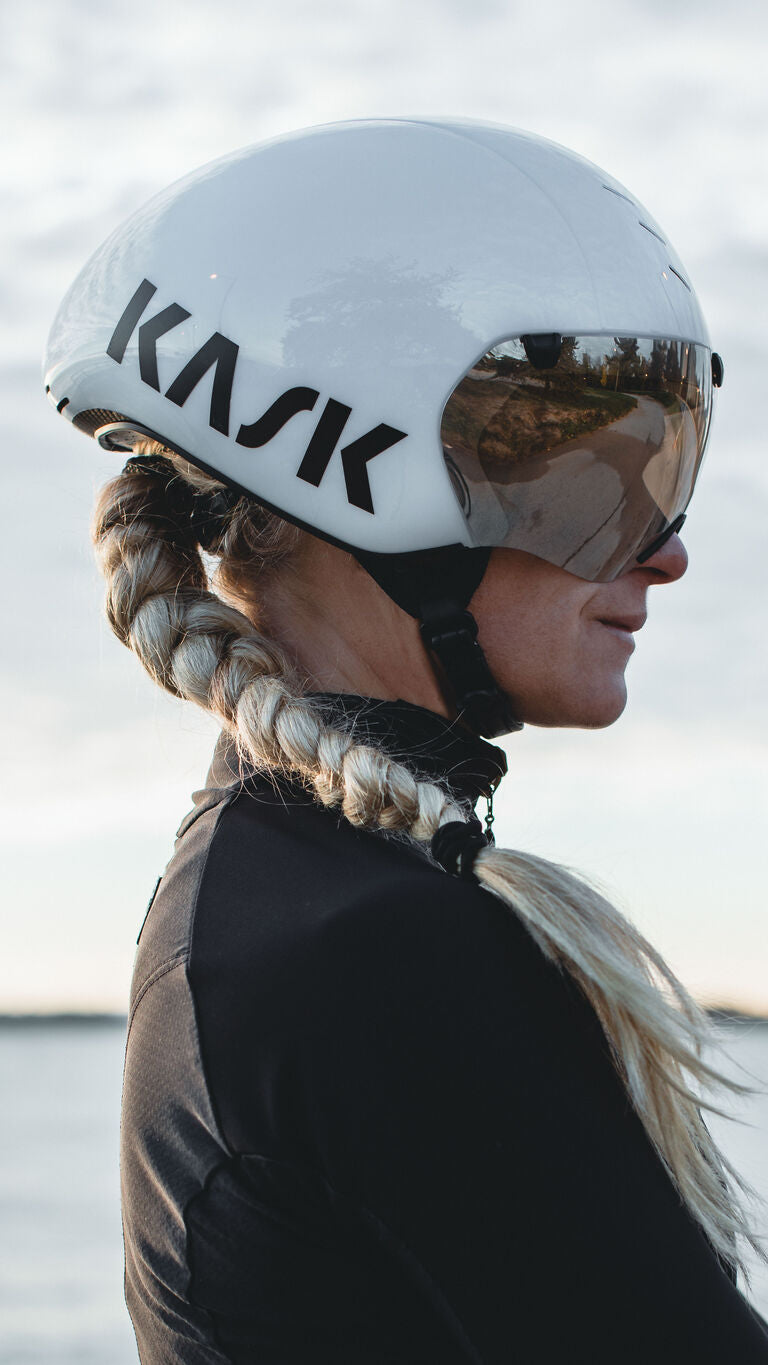 Kask Bambino Pro Aero Road & Track Cycling Helmet with Magnetic Visor – Time Trial & Track Sprint Helmet White | Cycling Gears Hub