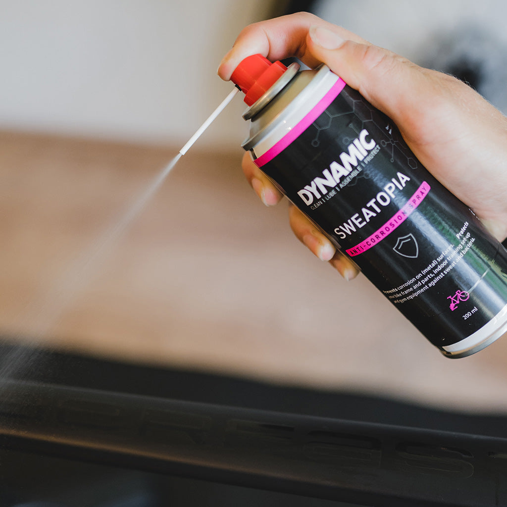 Dynamic Sweatopia Protection Spray Indoor Training Setup| Cycling Gears Hub