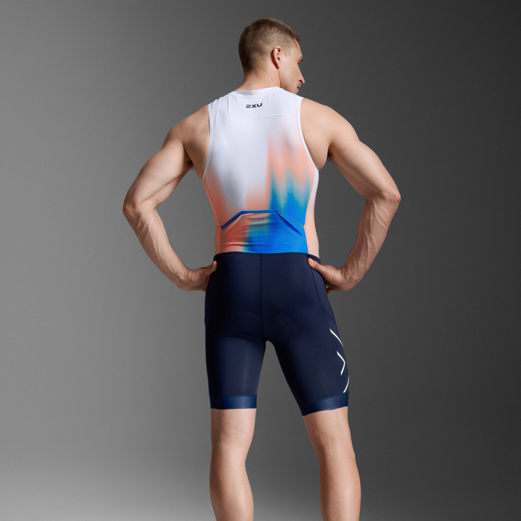 2XU Core Trisuit MT7398D Nebula Blaze Midnight Mens Sleeveless Triathlon Suit Compression Race Wear