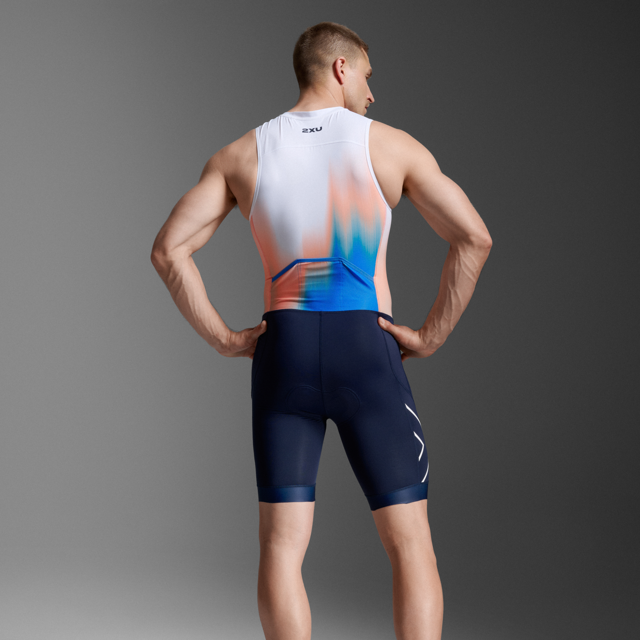 2XU Core Trisuit MT7398D Nebula Blaze Midnight Mens Sleeveless Triathlon Suit Compression Race Wear
