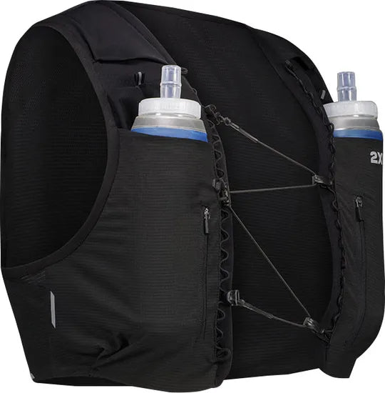 2XU Hydration Vest Black Silver Lightweight Running Vest with Secure Fit & Storage