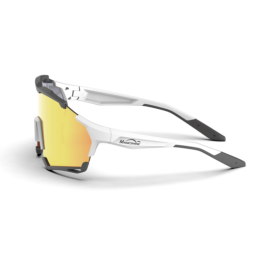 Magicshine Versatile Classic Sport Sunglasses Gold &White Frame