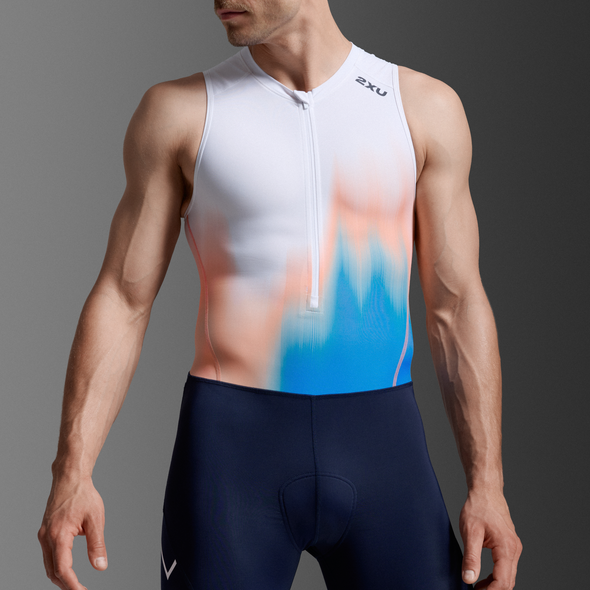 2XU Core Trisuit MT7398D Nebula Blaze Midnight Mens Sleeveless Triathlon Suit Compression Race Wear