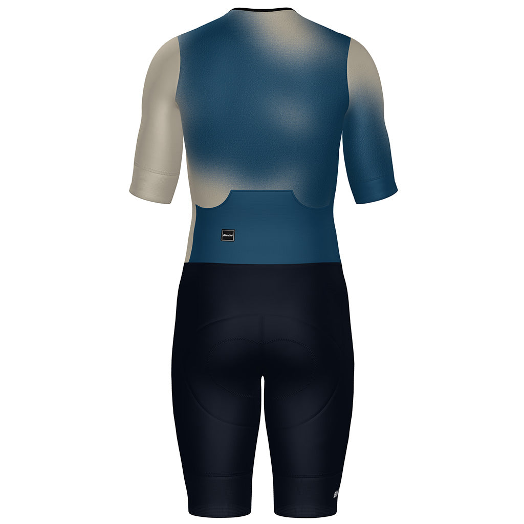 Santini Leaf Men's Triathlon Suit With Short Sleeve Blue Color | Cycling Gears Hub