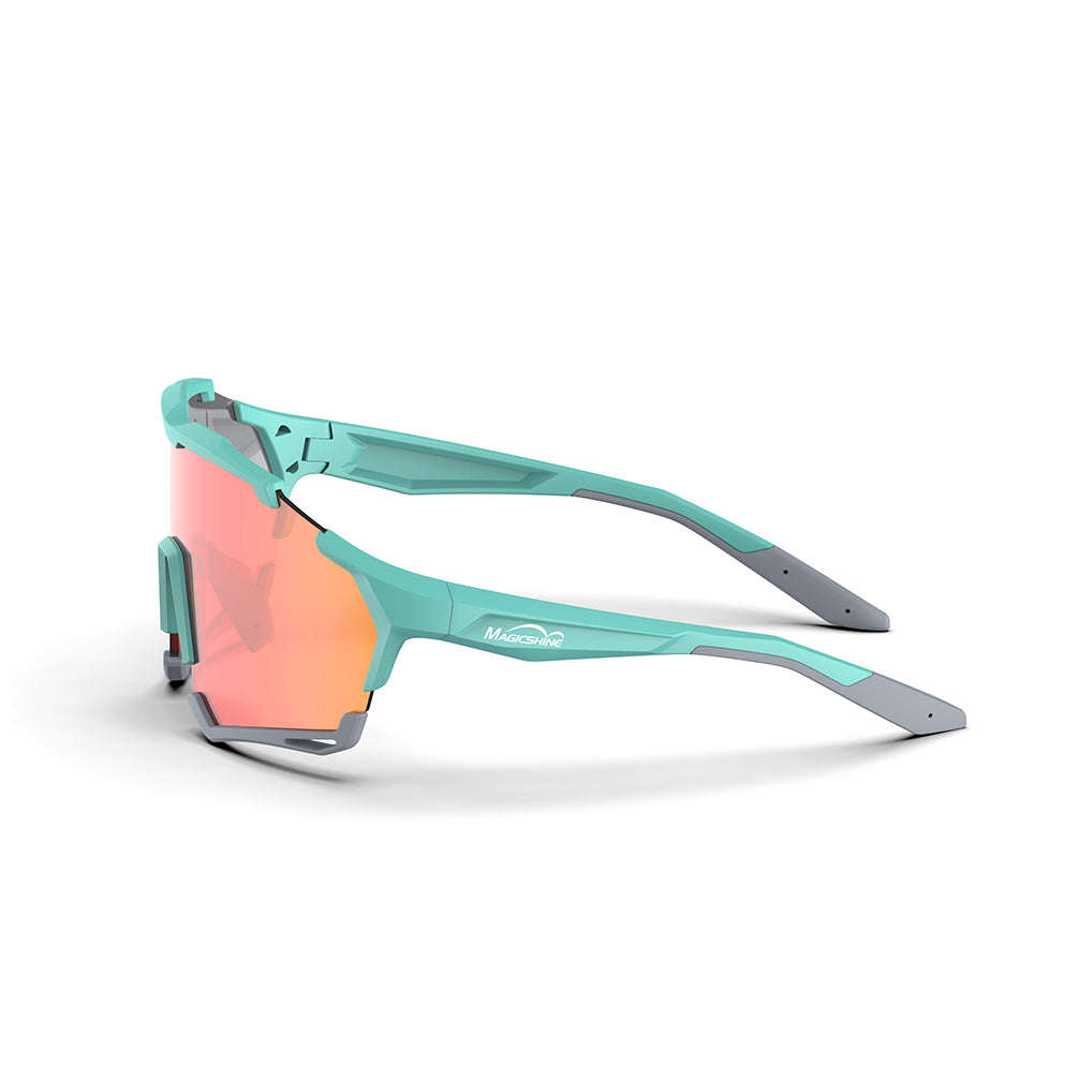 Magicshine Versatile Classic Sport Sunglasses Red Vision green Frame