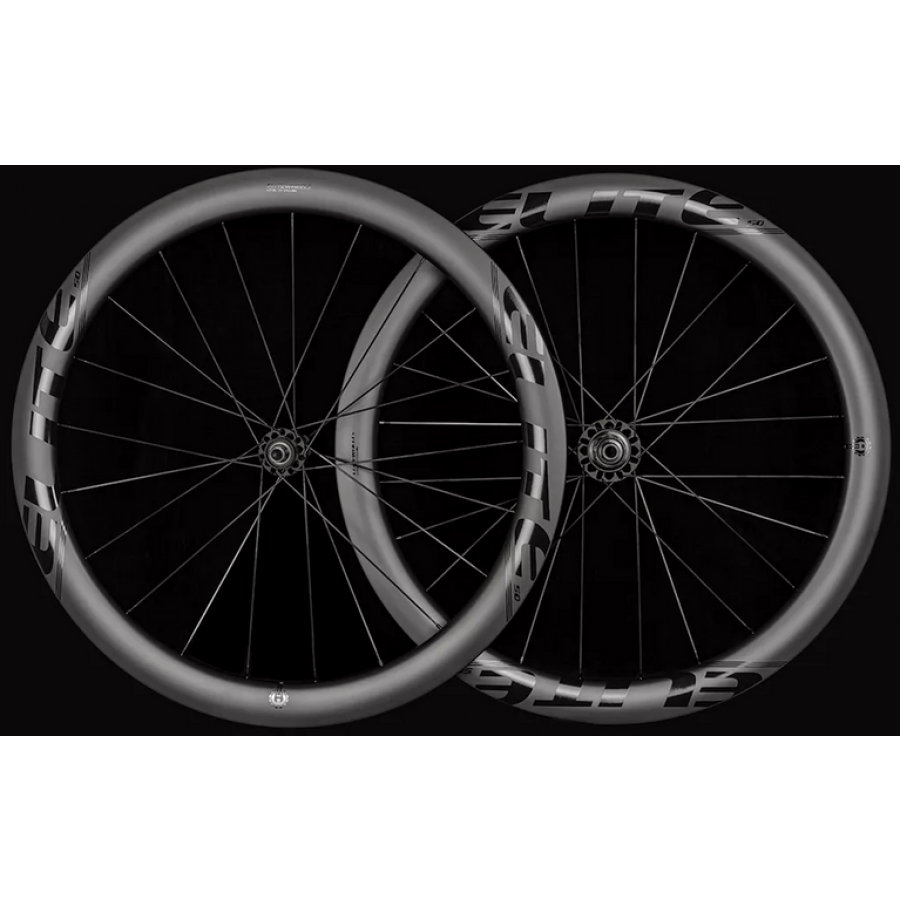 Elite Wheels Marvel 50D Carbon Disc Wheelset with Ceramic Bearings | Tubeless Ready | Cycling Gears Hub