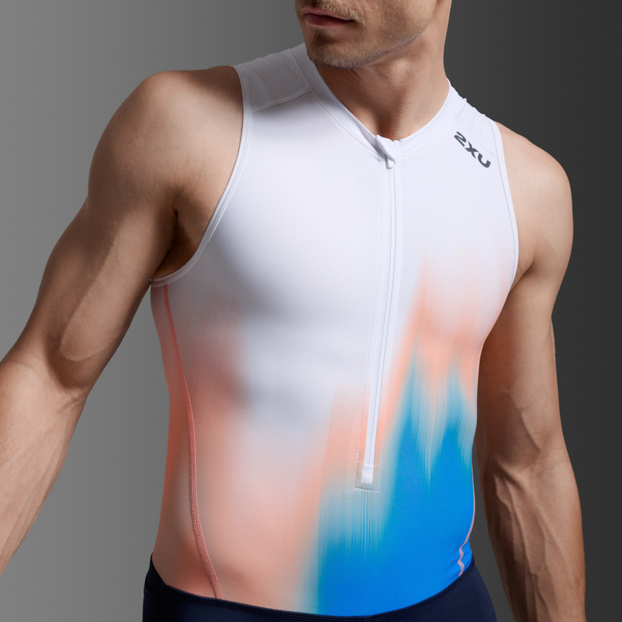2XU Core Trisuit MT7398D Nebula Blaze Midnight Mens Sleeveless Triathlon Suit Compression Race Wear
