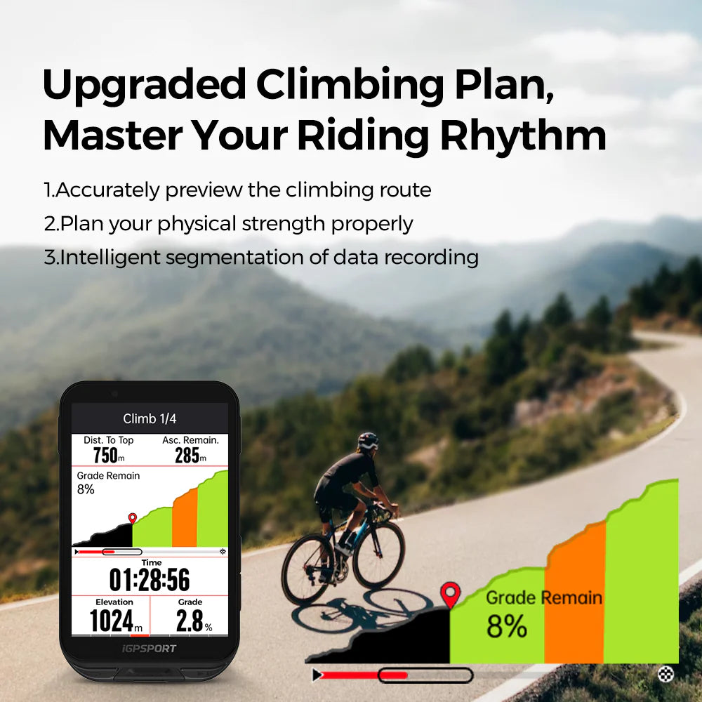 iGPSPORT iGS800 GPS Bike Computer | 3.5” Color Touchscreen with Offline Maps | Cycling Gears Hub