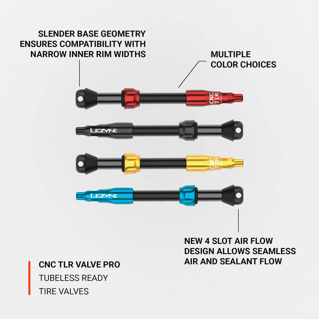 Lezyne CNC Tubeless Ready Valve Pro - Pack of 2 (Black) | Cycling Gears Hub
