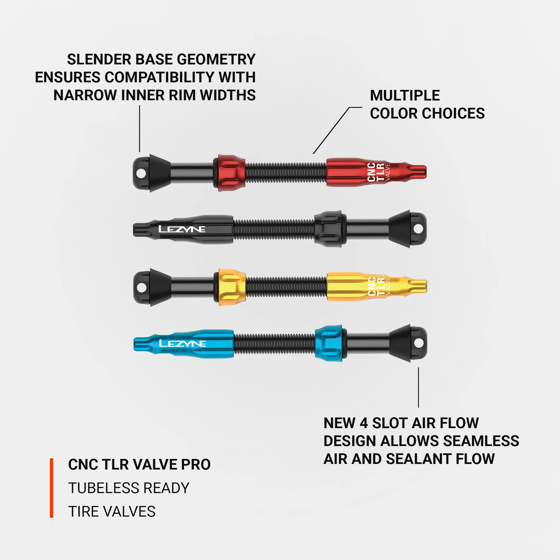 Lezyne CNC Tubeless Ready Valve Pro - Pack of 2 (Black) | Cycling Gears Hub