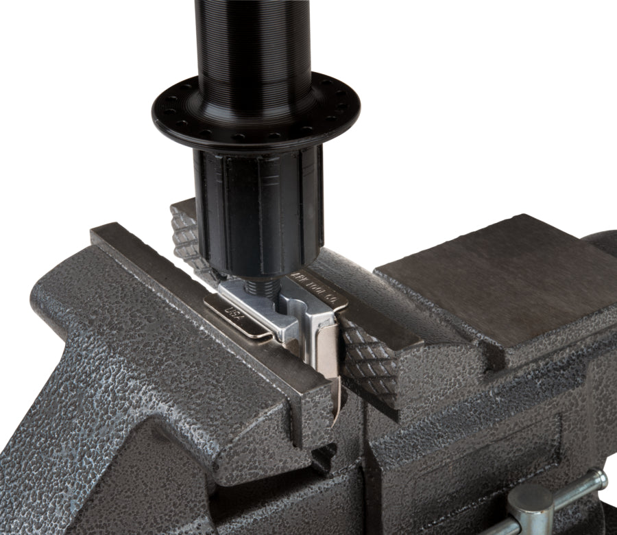 Park Tool AV-1 Axle Vise - Bicycle Hub Axle Holder with 9mm and 10mm Openings for Quick-Release Hubs
