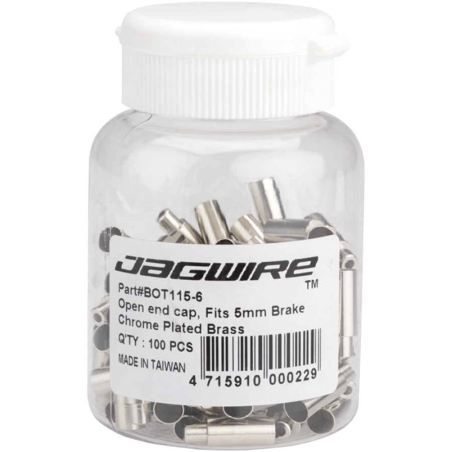 Jagwire Open End Caps – 5mm Brake Housing | Brass | Chrome Plated | 100 Pieces | Cycling Gears Hub