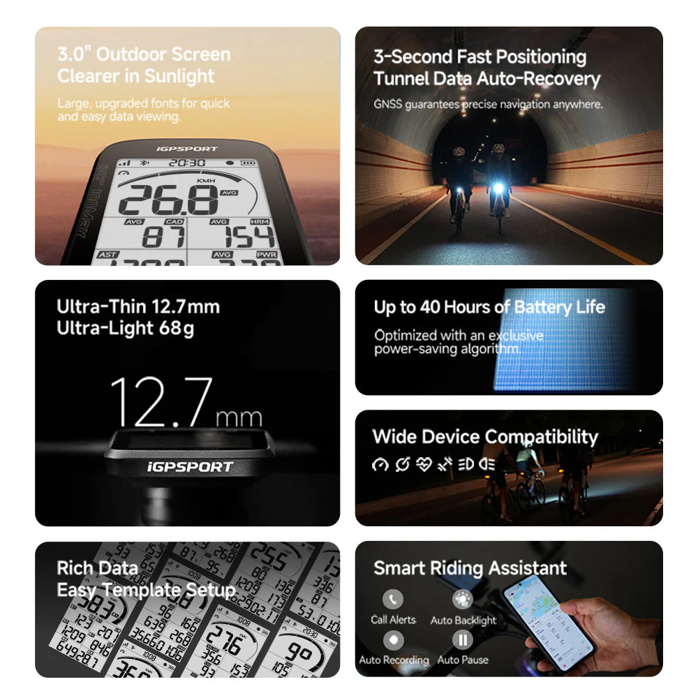 iGPSPORT BSC100 Max GPS Bike Computer | 3” Anti-Glare Display | 40-Hour Battery | Cycling Gears Hub