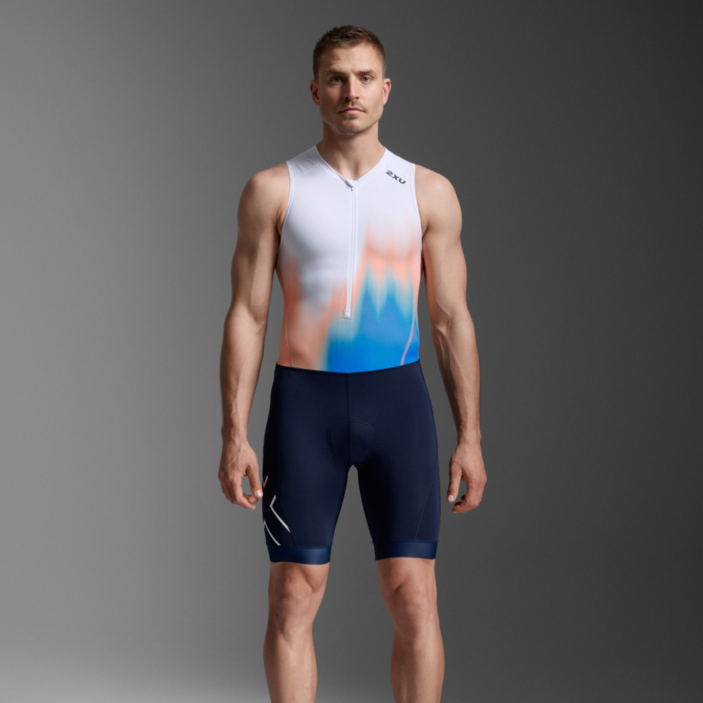2XU Core Trisuit MT7398D Nebula Blaze Midnight Mens Sleeveless Triathlon Suit Compression Race Wear