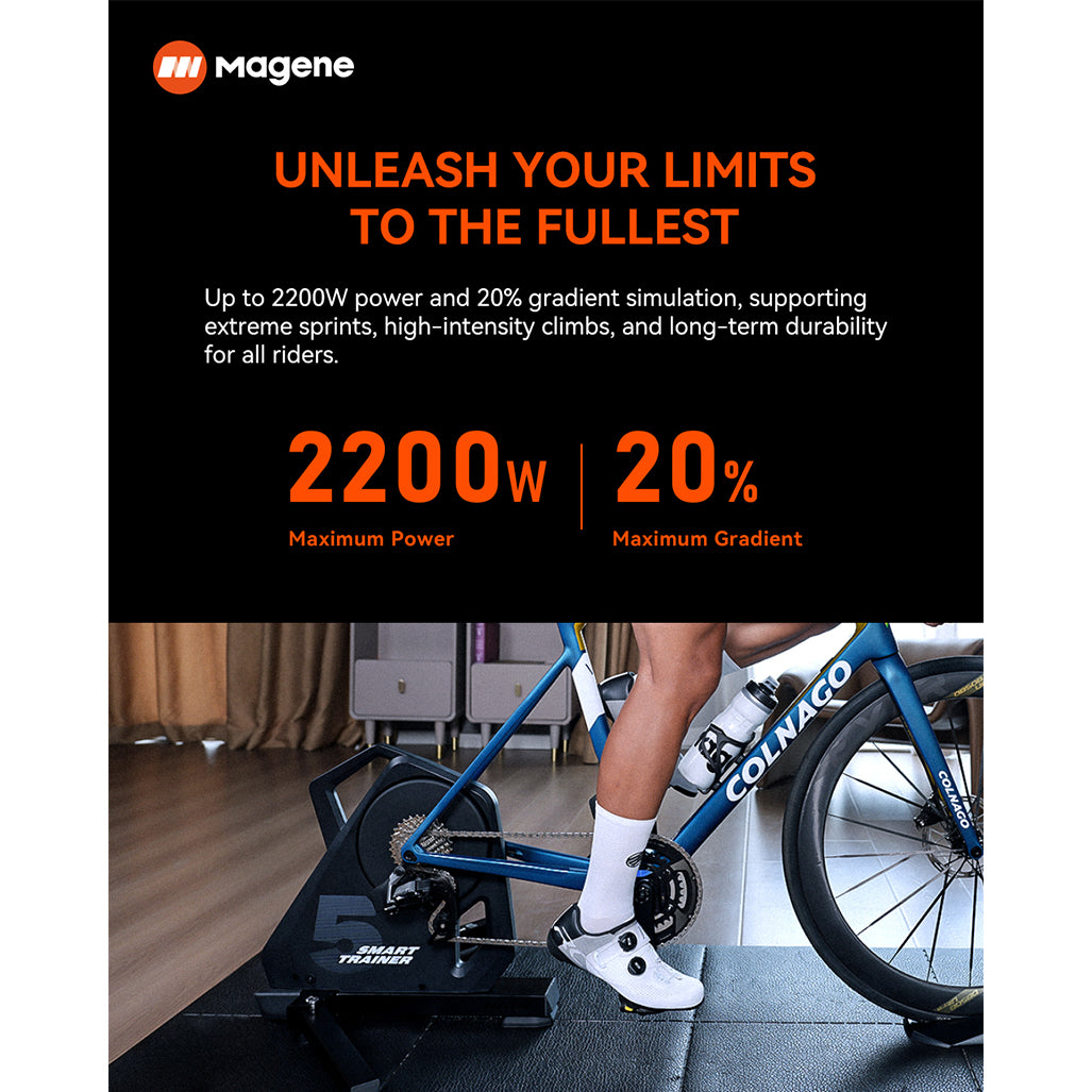 Magene T500 Direct Drive Smart Trainer – 2200W, ±1% Accuracy, 20% Slope Simulation, Cassette Included