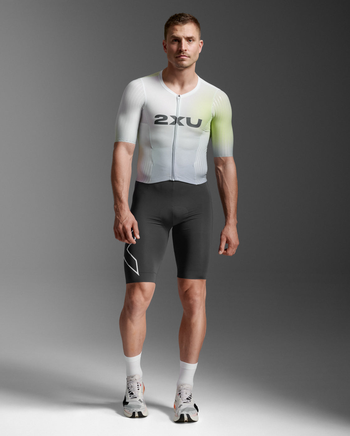 2XU Light Speed React Sleeved Trisuit Cool Matcha India Ink Mens Triathlon Suit