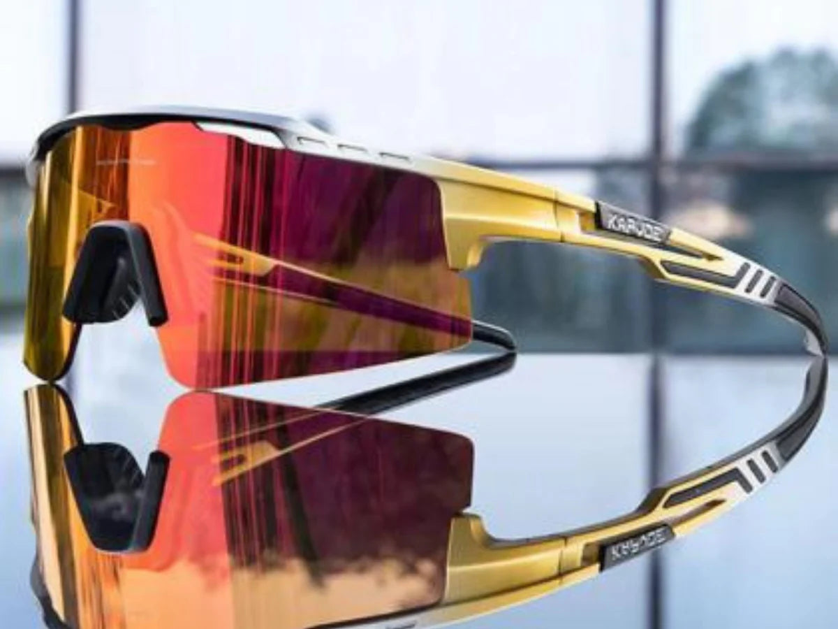 KAPVOE X75 Half Frame Cycling  Sunglasses – Red/Gold