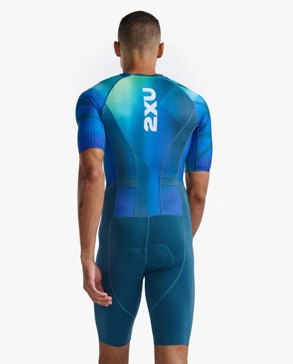 2XU MT6426D Aero Sleeved Men's Triathlon Suit (Spring Green/Majol) | Cycling Gears Hub