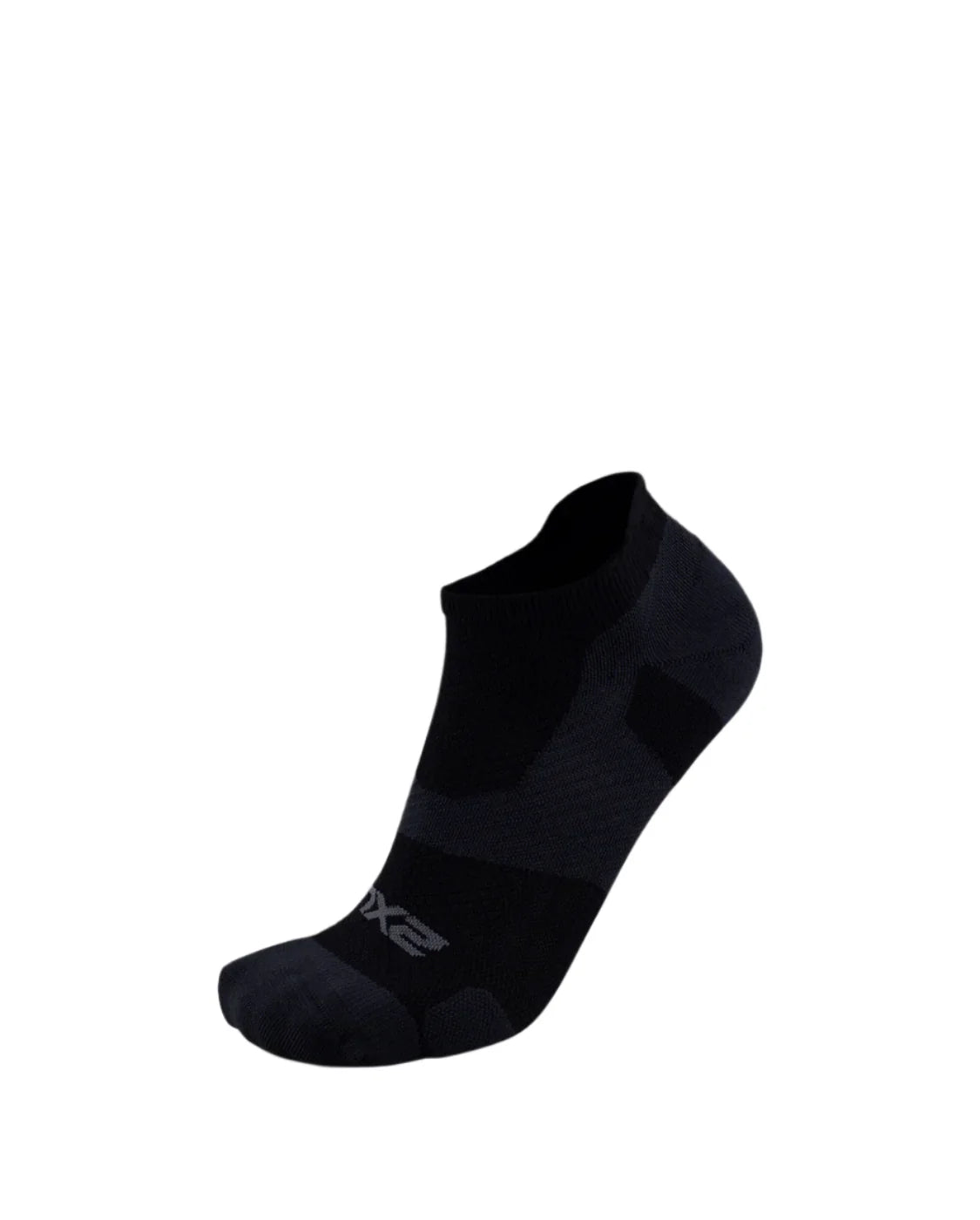 2XU UA5042E Vectr Light Cushion No Show Unisex Compression Socks (Black/Titanium) | Cycling Gears Hub