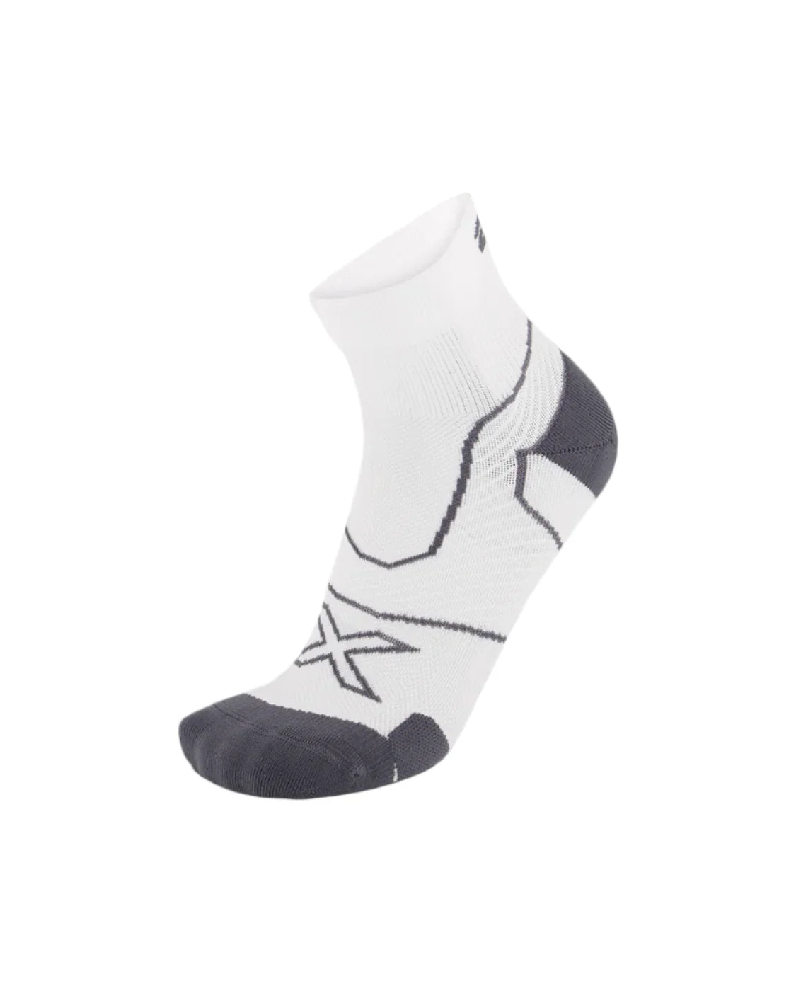 2XU UA5048E Vectr Cushion 1/4 Crew Unisex Running Socks (White/Grey) | Cycling Gears Hub