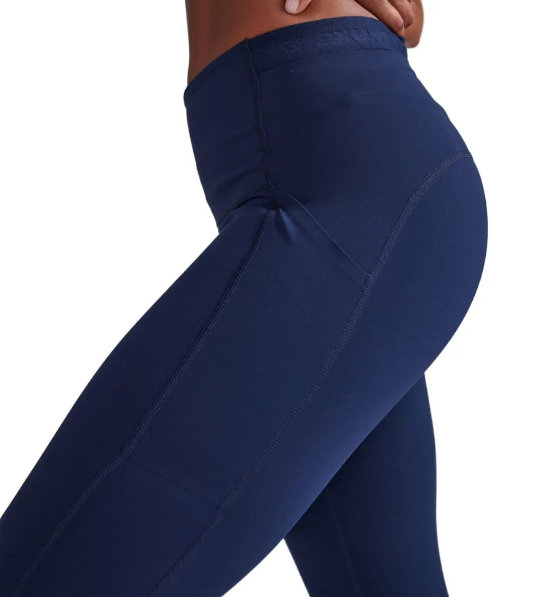 2XU WA6908B Form Stash Hi-Rise 7/8 Women's Compression Tights (Midnight/White) | Cycling Gears Hub
