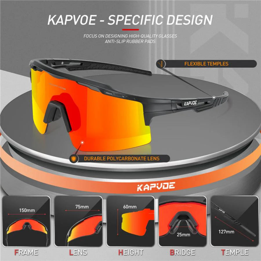 KAPVOE X75 Half Frame Cycling  Sunglasses – Red/Gold
