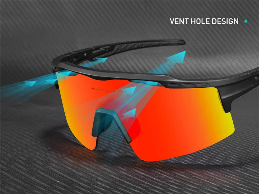KAPVOE X75 Half Frame Cycling  Sunglasses – Red/Gold