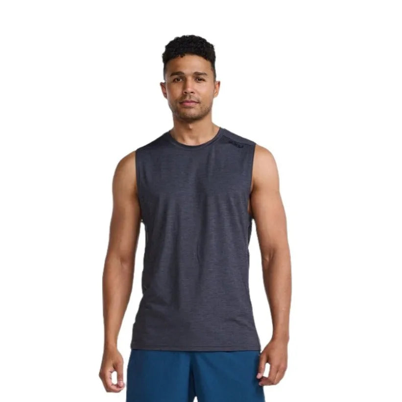 2XU MR7187A Motion Tank India Men's Running T-Shirt (Ink/Black) | Cycling Gears Hub