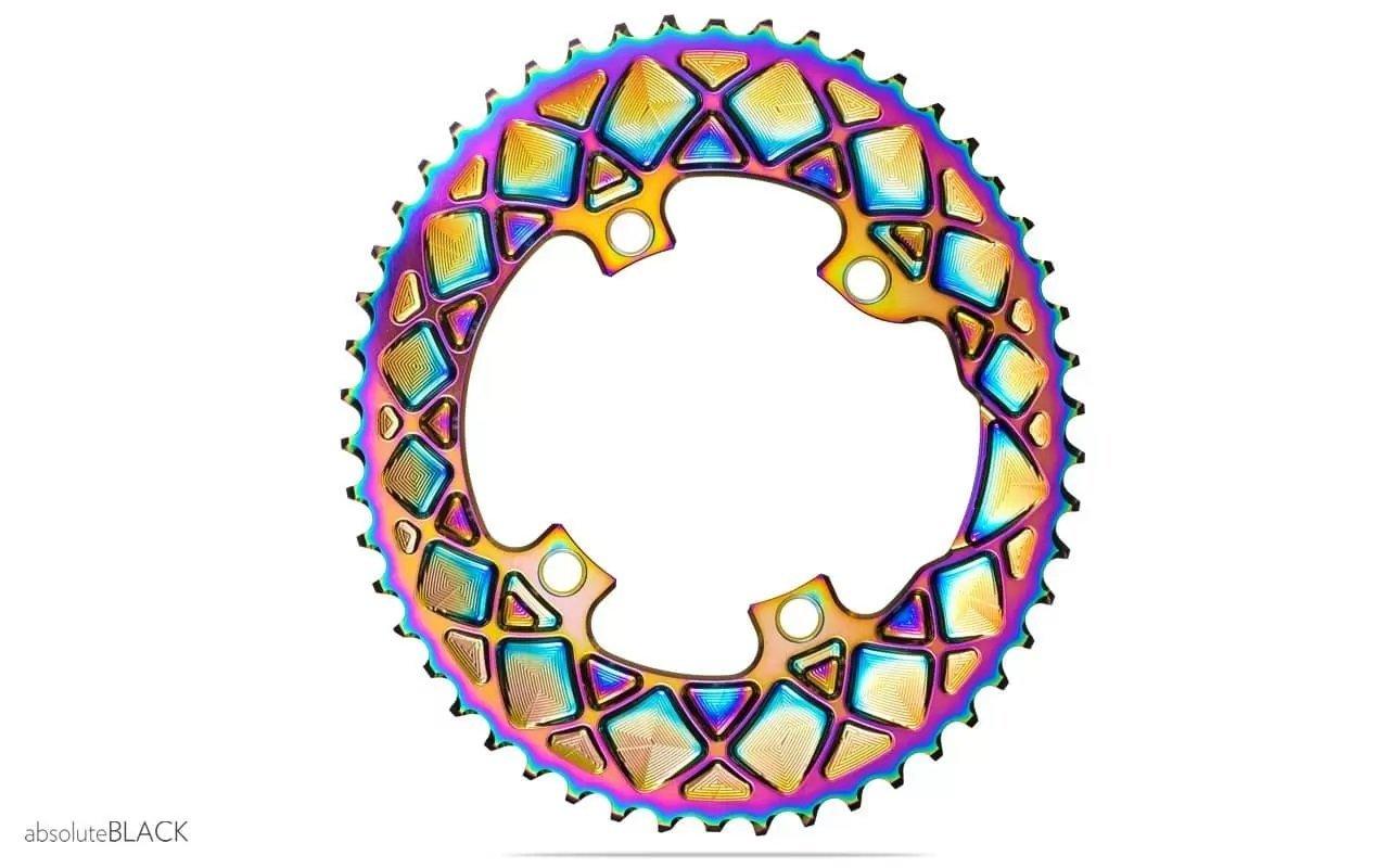 AbsoluteBlack Oval 10/11/12 Speed Chainring (Rainbow) | Cycling Gears Hub