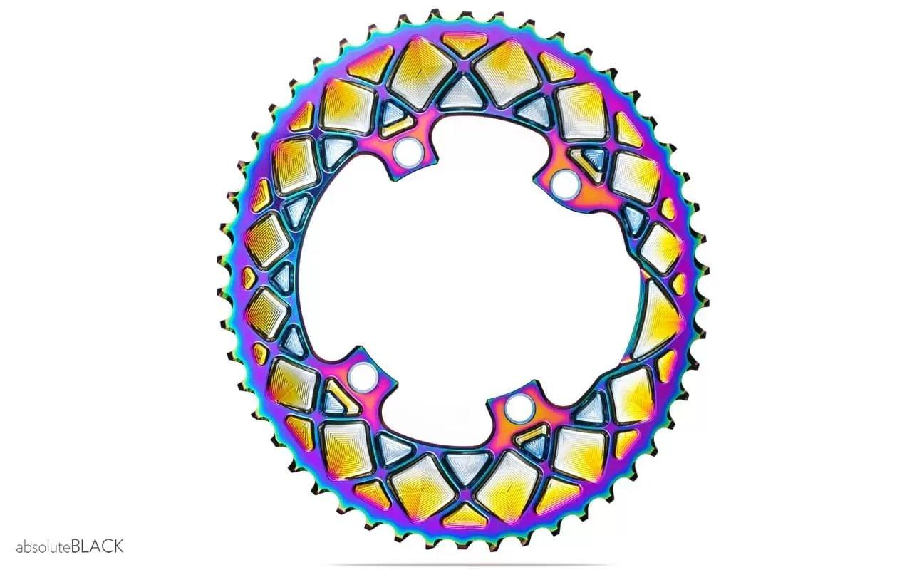 AbsoluteBlack Oval 10/11/12 Speed Chainring (Rainbow) | Cycling Gears Hub