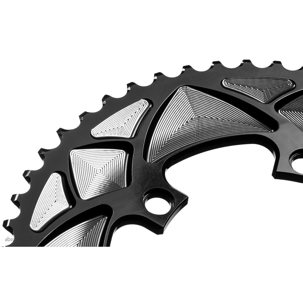 AbsoluteBlack Shimano 2x 110/4 Round 10/11/12 Speed Chainring (Black) | Cycling Gears Hub