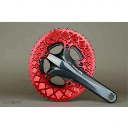 AbsoluteBlack Shimano Oval Chainrings (Red) | Cycling Gears Hub