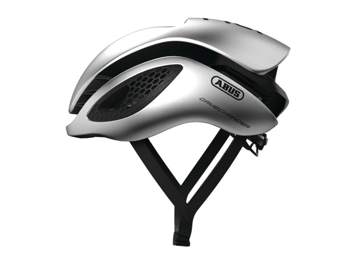 ABUS GameChanger Helmet – Gleam Silver | Aerodynamic Road Cycling Helmet