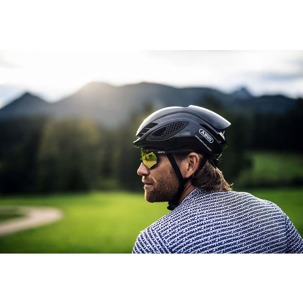 Abus Gamechanger Road Cycling Helmet (Shiny Black) | Cycling Gears Hub