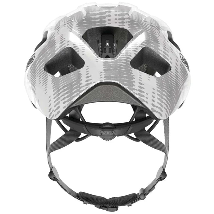 ABUS Macator Helmet – White Silver | Lightweight Road Cycling Helmet