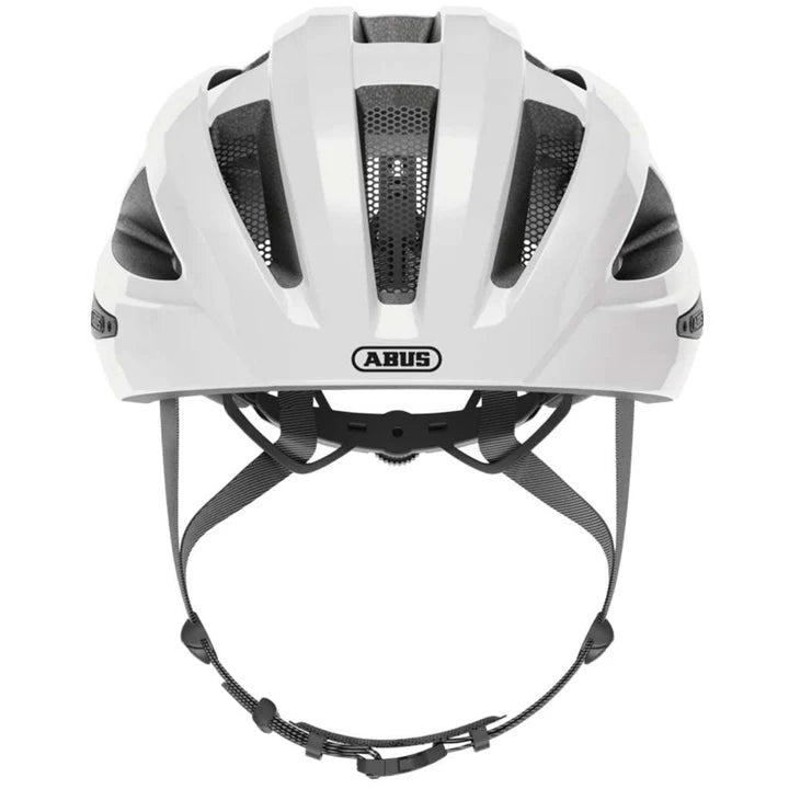 ABUS Macator Helmet – White Silver | Lightweight Road Cycling Helmet