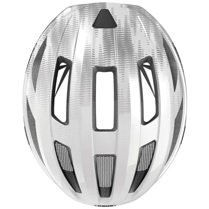 ABUS Macator Helmet – White Silver | Lightweight Road Cycling Helmet