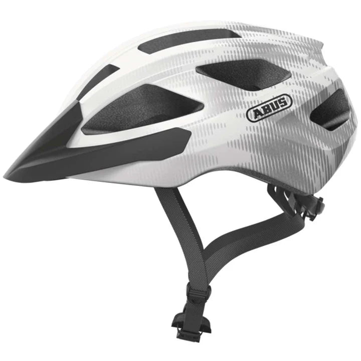 ABUS Macator Helmet – White Silver | Lightweight Road Cycling Helmet