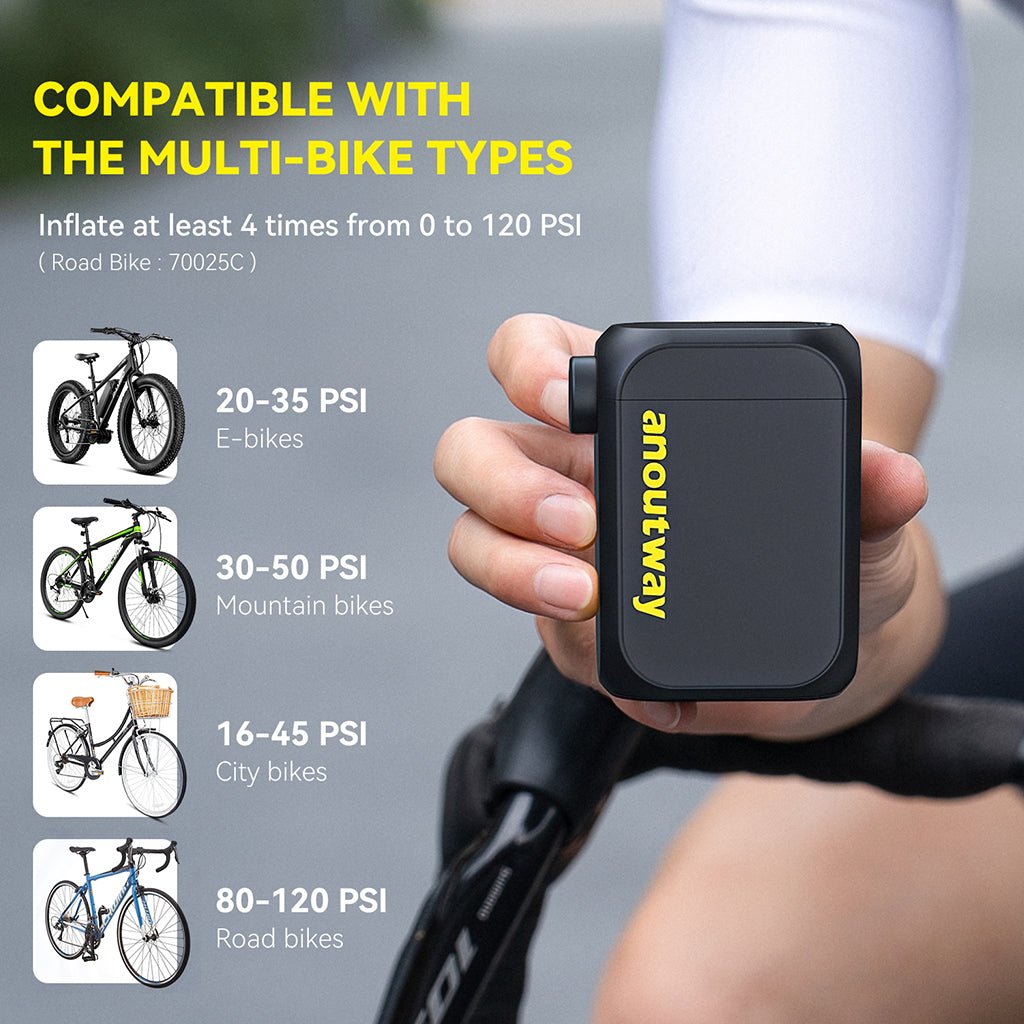 Anoutway AT1 Max Mini Electronic Hand Pump (Black) | Cycling Gears Hub - Cycling Gears Hub